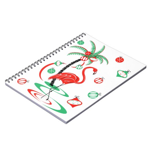 Red Christmas Flamingo Baubles Notebook Notizblock (Linke Seite)