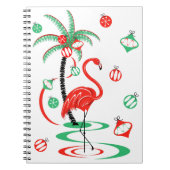 Red Christmas Flamingo Baubles Notebook Notizblock (Vorderseite)