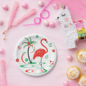 Red Christmas Flamingo Baubles Papierteller (Party)