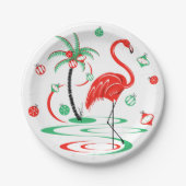 Red Christmas Flamingo Baubles Papierteller (Vorderseite)