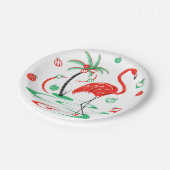 Red Christmas Flamingo Baubles Papierteller (Schrägansicht)
