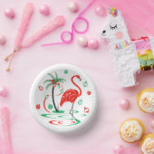 Red Christmas Flamingo Baubles Pappteller (Party)
