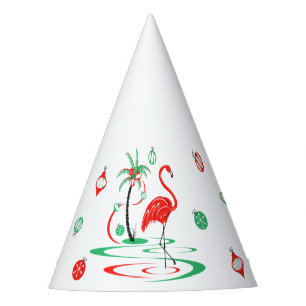 Red Christmas Flamingo Baubles Party hat Partyhütchen