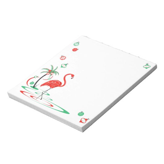 Red Christmas Flamingo Baubles Platz Notizblock (Rotiert)