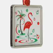 Red Christmas Flamingo Baubles Platz Ornament Aus Metall (Rechts)