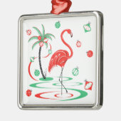 Red Christmas Flamingo Baubles Platz Ornament Aus Metall (Links)