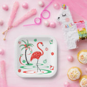 Red Christmas Flamingo Baubles Platz Pappteller (Party)