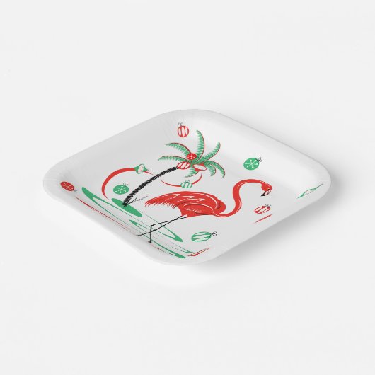 Red Christmas Flamingo Baubles Platz Pappteller (Gewinkelt)