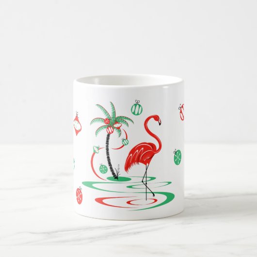 Red Christmas Flamingo Baubles Tasse (Mittel)