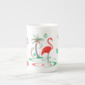 Red Christmas Flamingo Baubles Tasse Knochen China (Vorderseite)