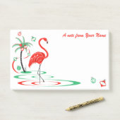 Red Christmas Flamingo Baubles Text groß Post-it Klebezettel (Auf Schreibtisch)