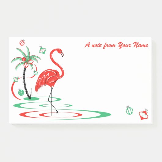 Red Christmas Flamingo Baubles Text groß Post-it Klebezettel (Vorderseite)