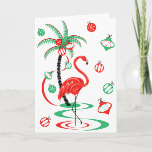 Red Christmas Flamingo Baubles Text Grüße Karte