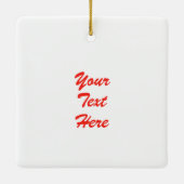 Red Christmas Flamingo Baubles Text Square Keramikornament (Rückseite)