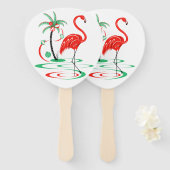 Red Christmas Flamingo Fan Paddle Fächer (Vorne und Hinten)