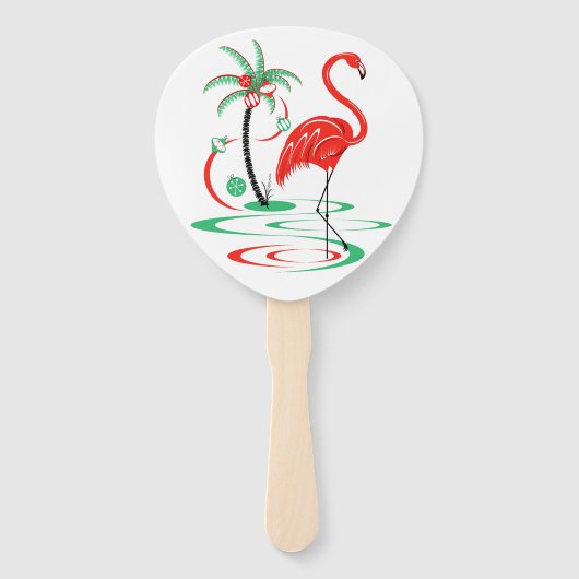 Red Christmas Flamingo Fan Paddle Fächer (Vorderseite)