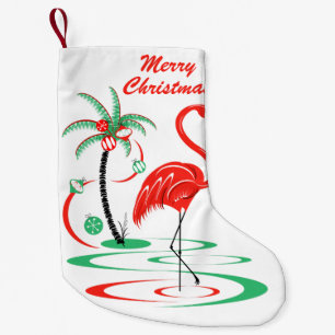 Red Christmas Flamingo Frohe Weihnachten zwei Seit Kleiner Weihnachtsstrumpf