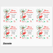 Red Christmas Flamingo Frohe Weihnachts Text Platz Quadratischer Aufkleber (Blatt)