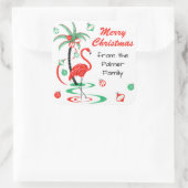 Red Christmas Flamingo Frohe Weihnachts Text Platz Quadratischer Aufkleber (Tasche)
