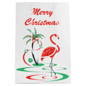 Red Christmas Flamingo Frohe Weihnachtsmittel Mittlere Geschenktüte (Rückseite)