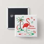 Red Christmas Flamingo Frohe Weihnachtsstadt Button (Vorne & Hinten)