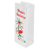 Red Christmas Flamingo Frohe Weihnachtswein Geschenktüte Für Weinflaschen (Vorderseite Schrägansicht)