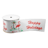Red Christmas Flamingo Happy Holidays Band Satinband (Spule)