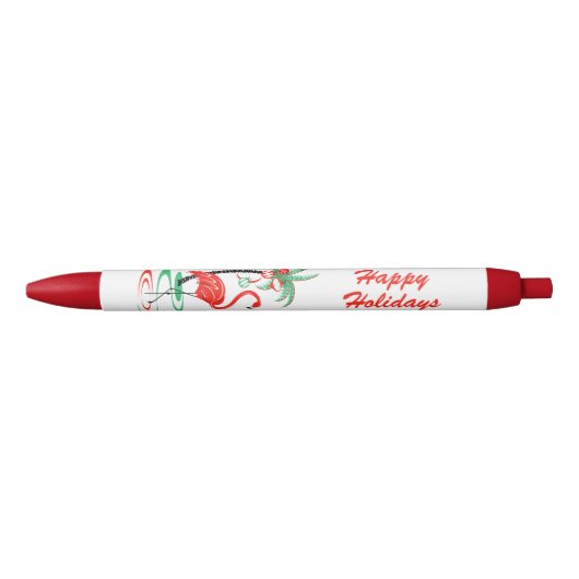 Red Christmas Flamingo Happy Holidays Stift (Vorderseite)