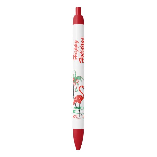 Red Christmas Flamingo Happy Holidays Stift (Vorderseite Vertikal)