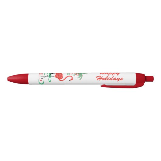Red Christmas Flamingo Happy Holidays Stift (Unterseite)