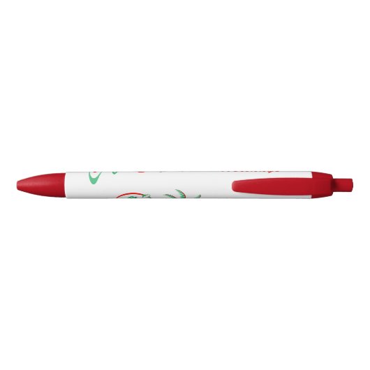 Red Christmas Flamingo Happy Holidays Stift (Rückseite)