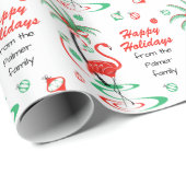 Red Christmas Flamingo Happy Holidays Text Geschenkpapier (Rolleneckpunkt)