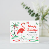 Red Christmas Flamingo Happy Holidays Text Postkarte (Stehend Vorderseite)