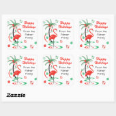 Red Christmas Flamingo Happy Holidays Text Square Quadratischer Aufkleber (Blatt)