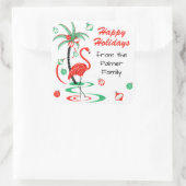 Red Christmas Flamingo Happy Holidays Text Square Quadratischer Aufkleber (Tasche)