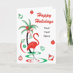 Red Christmas Flamingo Happy Holidays Textfront Feiertagskarte