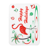 Red Christmas Flamingo Holidays horizontal Magnet (Vertikal)