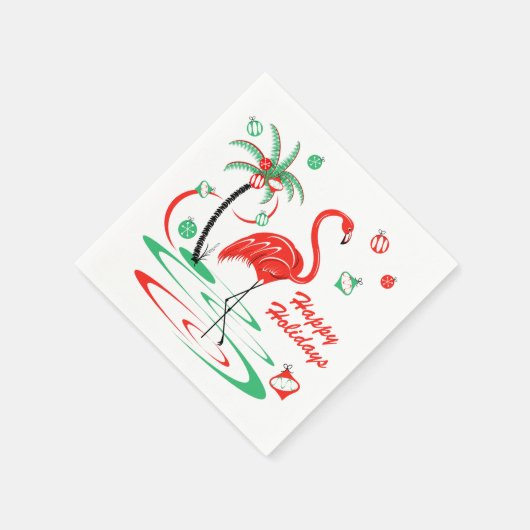 Red Christmas Flamingo Holidays napspapier Serviette (Ecke)