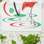 Red Christmas Flamingo Küchentuch (Gefaltet)