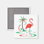 Red Christmas Flamingo Magnetplatz Magnet (Vorderseite/Rückseite)