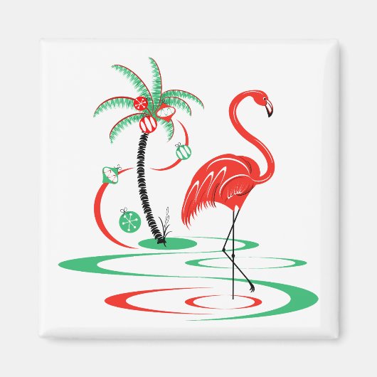 Red Christmas Flamingo Magnetplatz Magnet (Vorne)