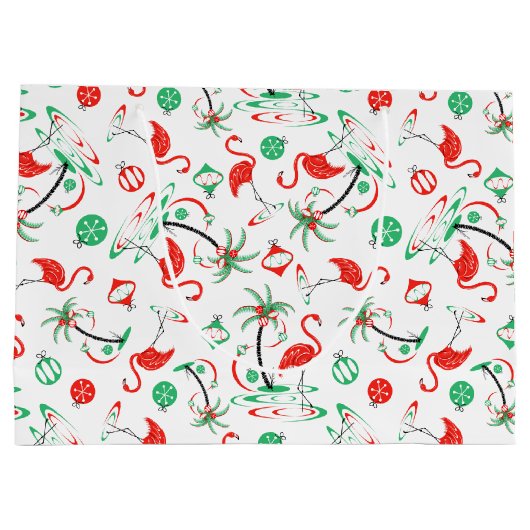 Red Christmas Flamingo Multi Geschenktasche groß Große Geschenktüte (Rückseite)