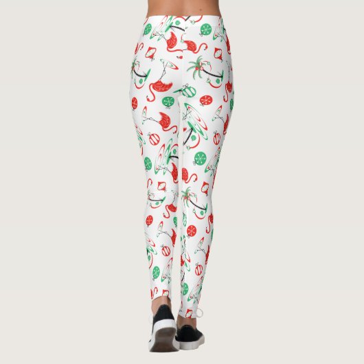 Red Christmas Flamingo Multi Leggings (Rückseite)