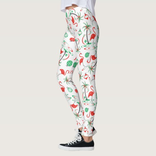 Red Christmas Flamingo Multi Leggings (Links)