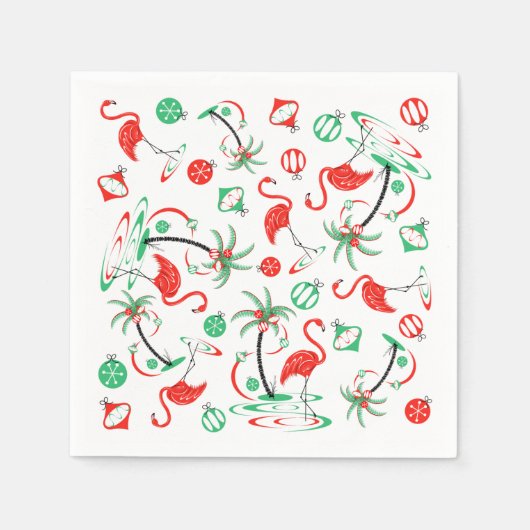Red Christmas Flamingo Multi nappers Papier Serviette (Vorderseite)