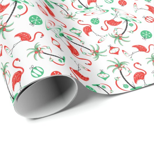 Red Christmas Flamingo Multi Packpapier (Rolleneckpunkt)