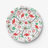 Red Christmas Flamingo Multi Papier Platte Pappteller (Vorderseite)