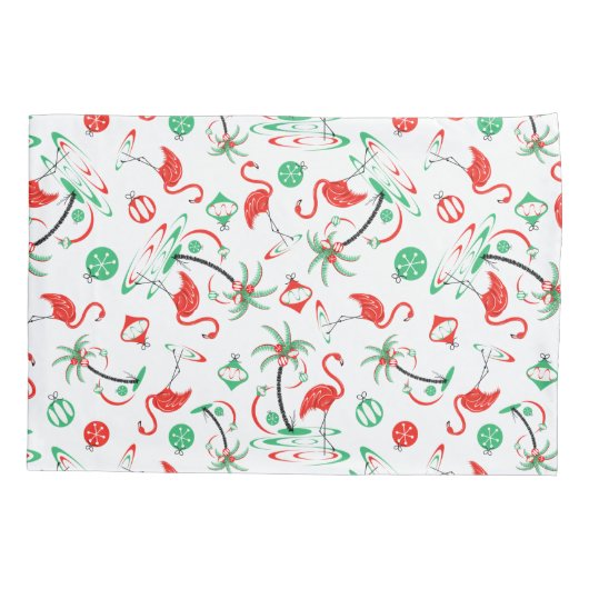 Red Christmas Flamingo Multi pillowcase Single Kissenbezug (Rückseite)