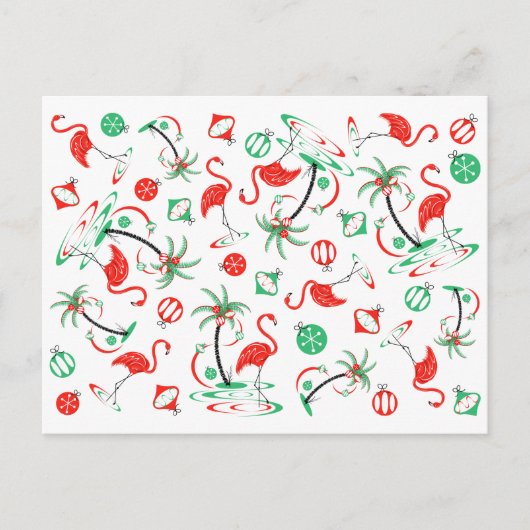 Red Christmas Flamingo Multi Postcard Feiertagspostkarte (Vorderseite)