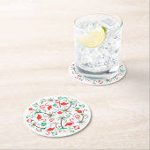 Red Christmas Flamingo Multi round Runder Pappuntersetzer (Vor Ort)